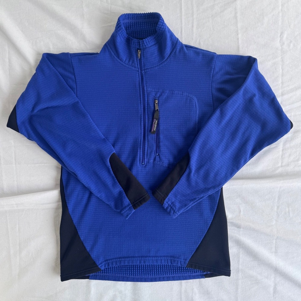 Patagonia‎ R1 Polartec Fleece Pullover Mens XS Blue 1/4 Zip Grid Gorpcore Hiking